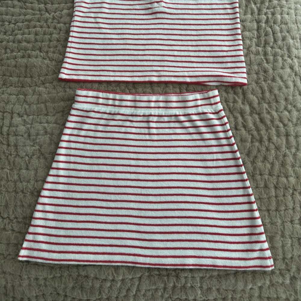Rails Women’s  Terry Cloth Red and White Striped Skirt Set~ S